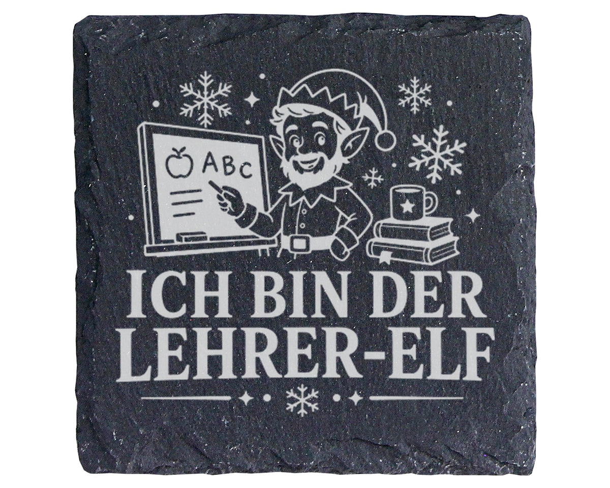 Schiefer Untersetzer Ich bin der Lehrer-Elf - Lustiges Weihnachten Ges – Bild 1