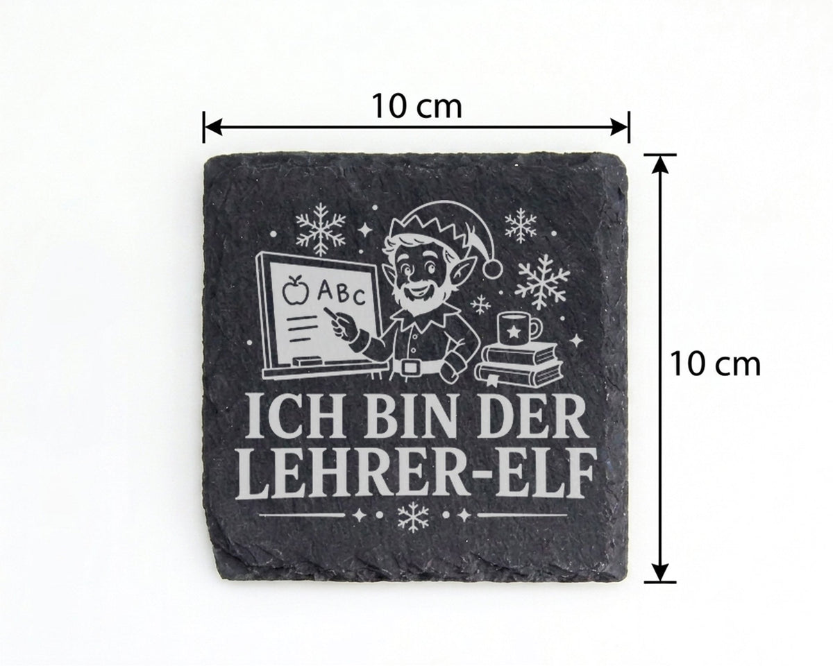 Schiefer Untersetzer Ich bin der Lehrer-Elf - Lustiges Weihnachten Ges – Bild 4