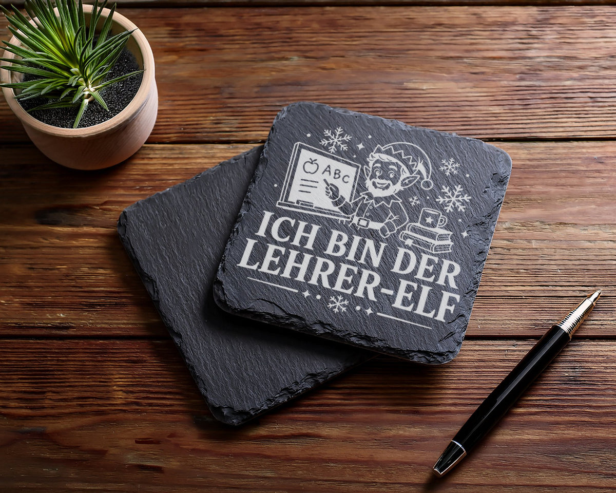 Schiefer Untersetzer Ich bin der Lehrer-Elf - Lustiges Weihnachten Ges – Bild 5