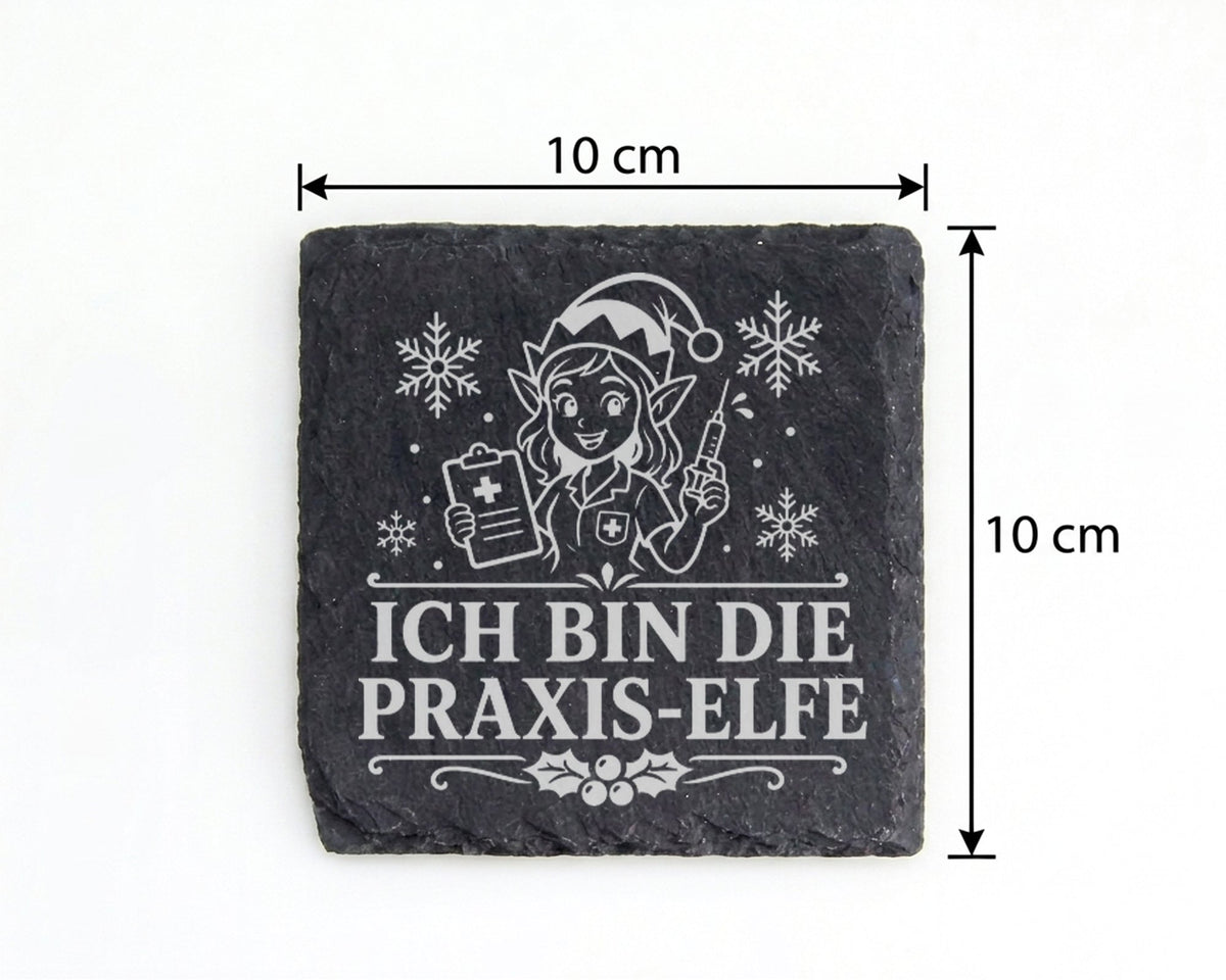 Schiefer Untersetzer Ich bin die Praxis-Elfe - Lustiges Weihnachten Ge – Bild 4