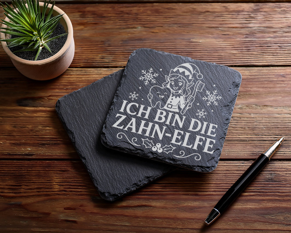 Schiefer Untersetzer Ich bin die Zahn-Elfe - Lustiges Weihnachten Gesc – Bild 5