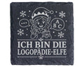 Schiefer Untersetzer Ich bin die Logopädie-Elfe - Lustiges Weihnachten – Bild 1
