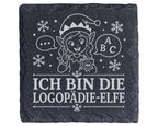 Schiefer Untersetzer Ich bin die Logopädie-Elfe - Lustiges Weihnachten – Bild 1