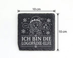 Schiefer Untersetzer Ich bin die Logopädie-Elfe - Lustiges Weihnachten – Bild 4