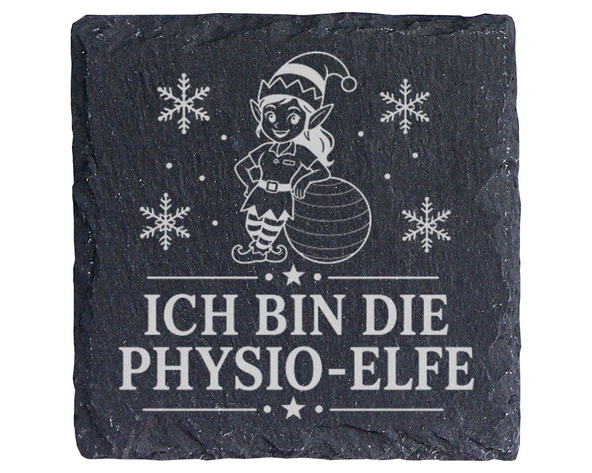 Schiefer Untersetzer Ich bin die Physio-Elfe - Lustiges Weihnachten Ge – Bild 1