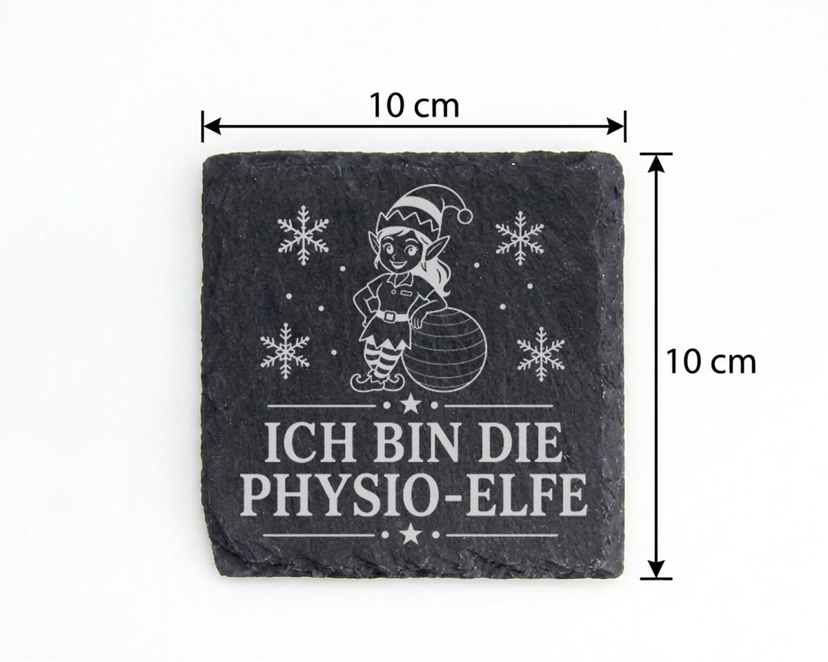 Schiefer Untersetzer Ich bin die Physio-Elfe - Lustiges Weihnachten Ge – Bild 4