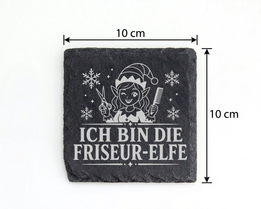 Schiefer Untersetzer Ich bin die Friseur-Elfe - Lustiges Weihnachten G – Bild 4