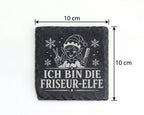 Schiefer Untersetzer Ich bin die Friseur-Elfe - Lustiges Weihnachten G – Bild 4