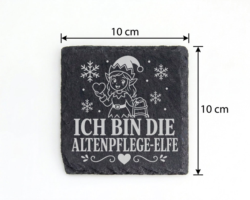 Schiefer Untersetzer Ich bin die Altenpflege-Elfe - Lustiges Weihnacht – Bild 4