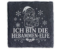 Schiefer Untersetzer Ich bin die Hebammen-Elfe - Lustiges Weihnachten  – Bild 1