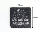 Schiefer Untersetzer Ich bin die Hebammen-Elfe - Lustiges Weihnachten  – Bild 4