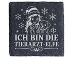 Schiefer Untersetzer Ich bin die Tierarzt-Elfe - Lustiges Weihnachten  – Bild 1