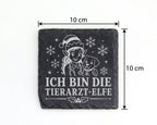 Schiefer Untersetzer Ich bin die Tierarzt-Elfe - Lustiges Weihnachten  – Bild 4