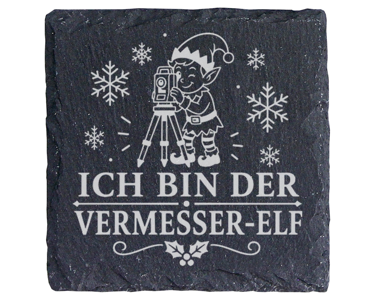 Schiefer Untersetzer Ich bin der Vermesser-Elf - Lustiges Weihnachten  – Bild 1