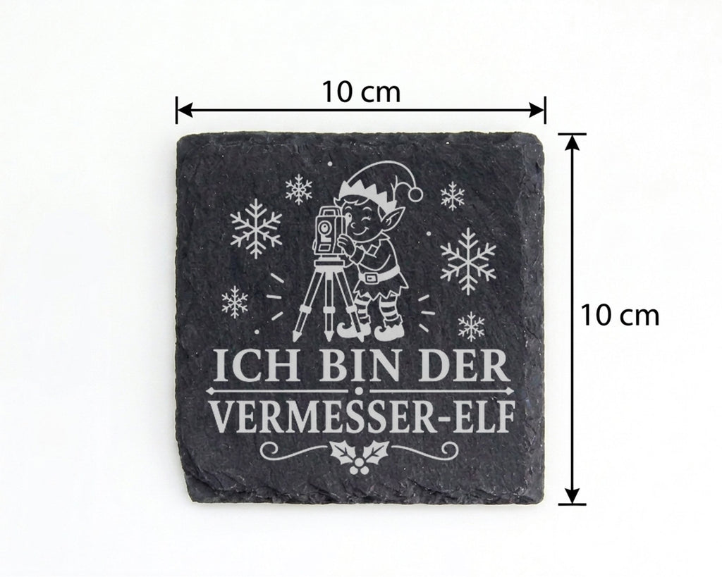Schiefer Untersetzer Ich bin der Vermesser-Elf - Lustiges Weihnachten  – Bild 4
