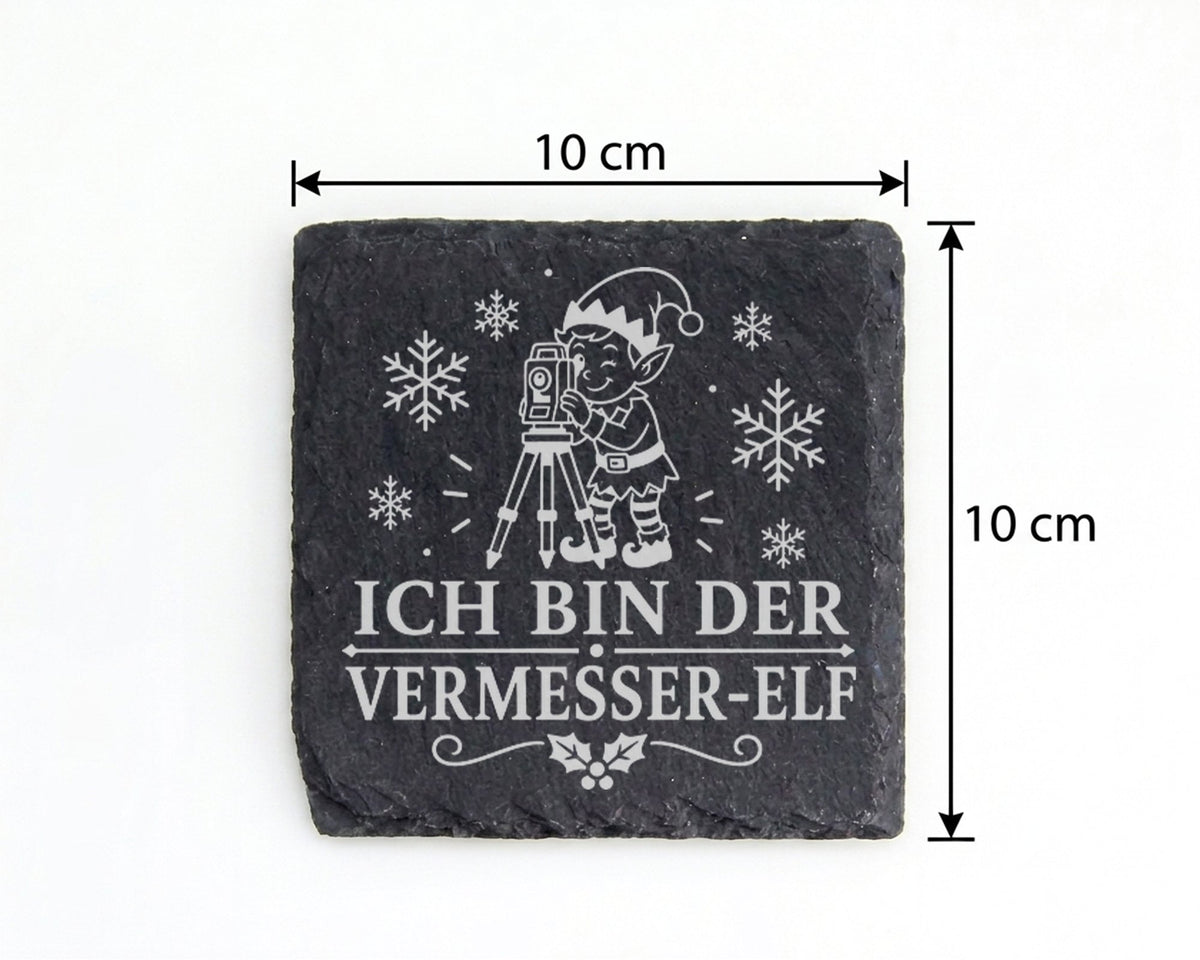 Schiefer Untersetzer Ich bin der Vermesser-Elf - Lustiges Weihnachten  – Bild 4