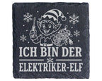 Schiefer Untersetzer Ich bin der Elektriker-Elf - Lustiges Weihnachten – Bild 1