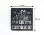 Schiefer Untersetzer Ich bin der Elektriker-Elf - Lustiges Weihnachten – Bild 4