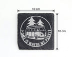 Schiefer Untersetzer Bulli Home Is Where We Park It Spruch - Geschenk  – Bild 4