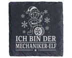 Schiefer Untersetzer Ich bin der Mechaniker-Elf - Lustiges Weihnachten – Bild 1