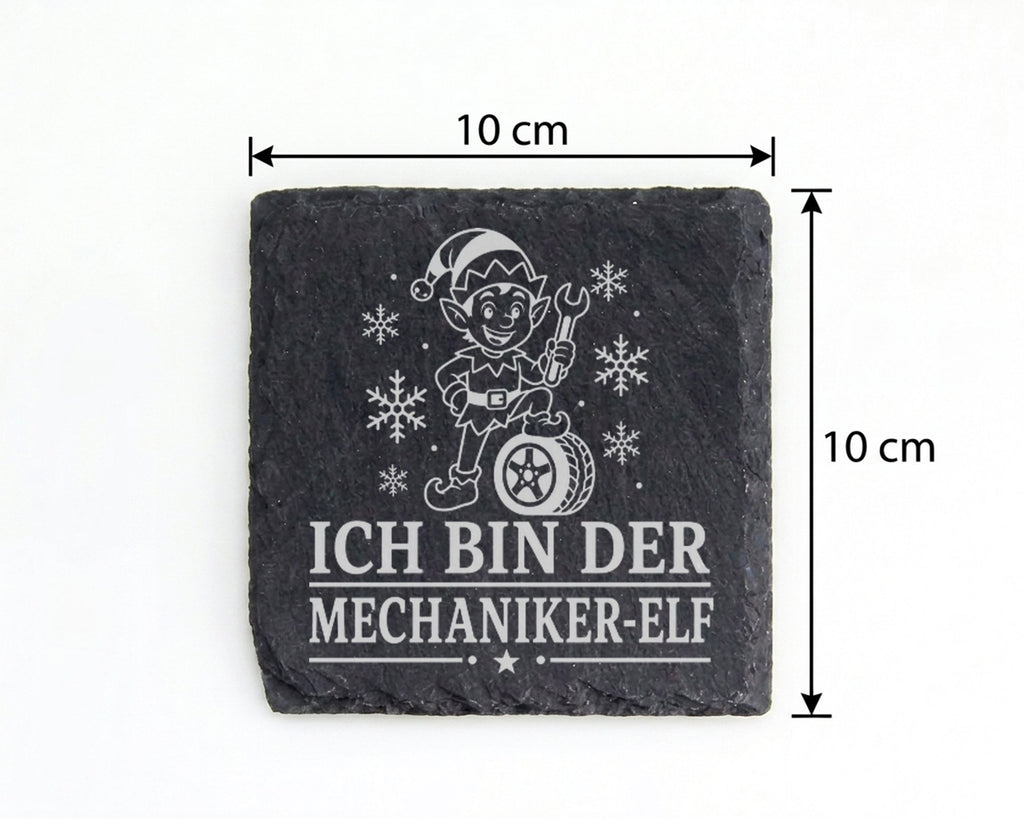 Schiefer Untersetzer Ich bin der Mechaniker-Elf - Lustiges Weihnachten – Bild 4