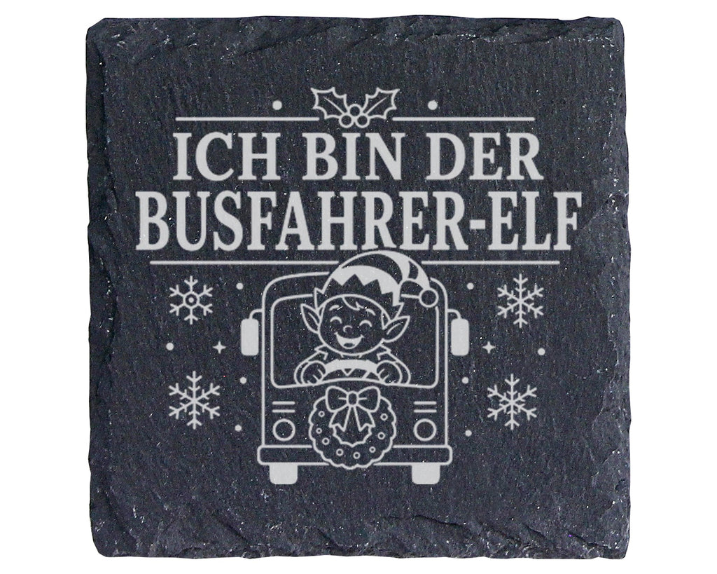 Schiefer Untersetzer Ich bin der Busfahrer-Elf - Lustiges Weihnachten  – Bild 1