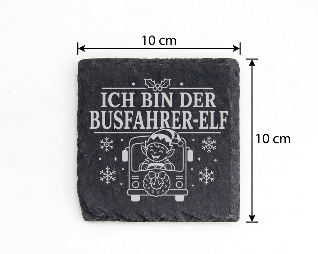 Schiefer Untersetzer Ich bin der Busfahrer-Elf - Lustiges Weihnachten  – Bild 4
