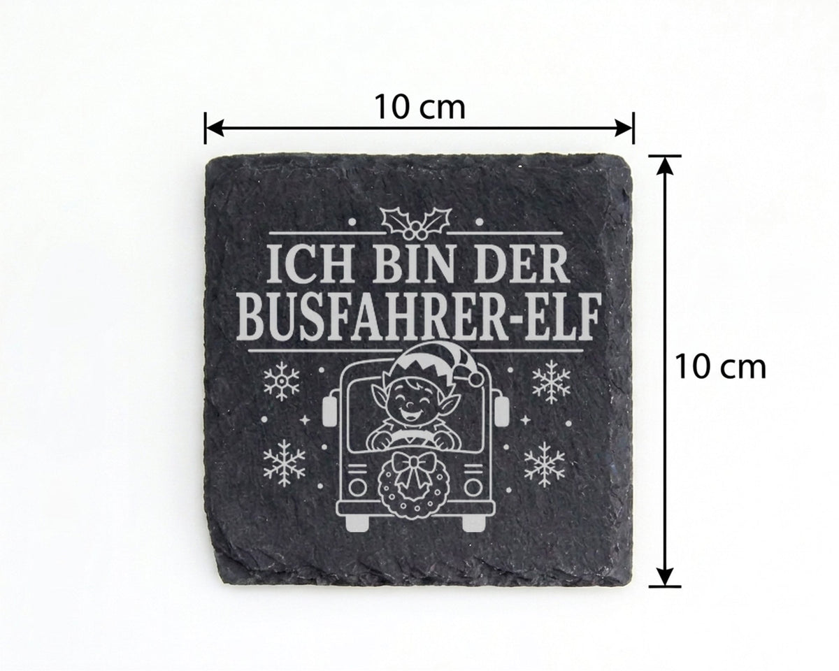 Schiefer Untersetzer Ich bin der Busfahrer-Elf - Lustiges Weihnachten  – Bild 4
