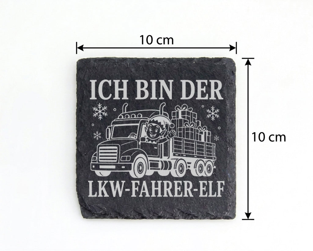 Schiefer Untersetzer Ich bin der LKW-Fahrer-Elf - Lustiges Weihnachten – Bild 4