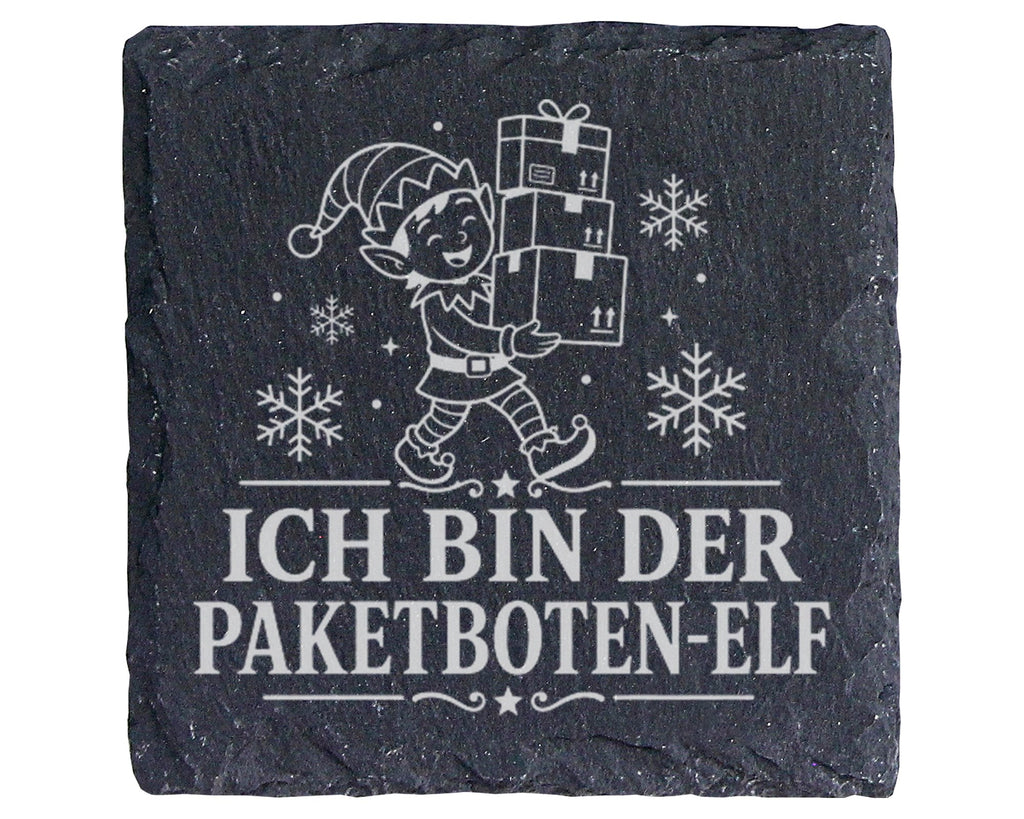Schiefer Untersetzer Ich bin der Paketboten-Elf - Lustiges Weihnachten – Bild 1