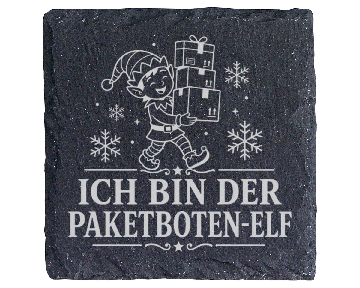 Schiefer Untersetzer Ich bin der Paketboten-Elf - Lustiges Weihnachten – Bild 1