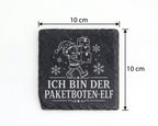 Schiefer Untersetzer Ich bin der Paketboten-Elf - Lustiges Weihnachten – Bild 4