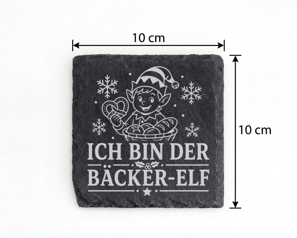 Schiefer Untersetzer Ich bin der Bäcker-Elf - Lustiges Weihnachten Ges – Bild 4