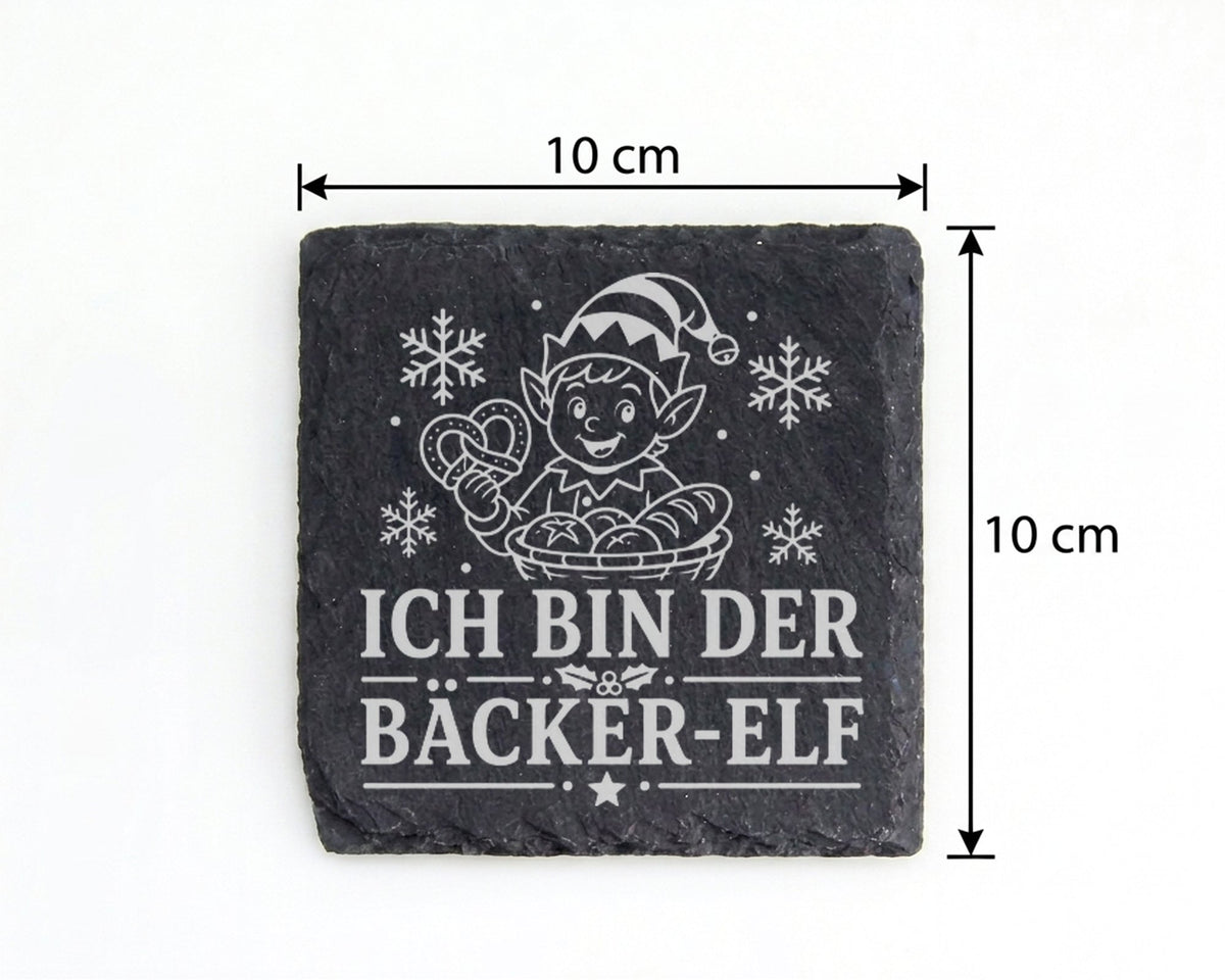 Schiefer Untersetzer Ich bin der Bäcker-Elf - Lustiges Weihnachten Ges – Bild 4