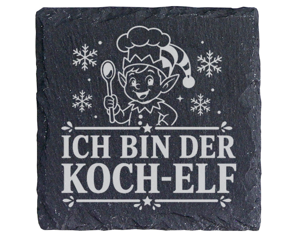 Schiefer Untersetzer Ich bin der Koch-Elf - Lustiges Weihnachten Gesch – Bild 1