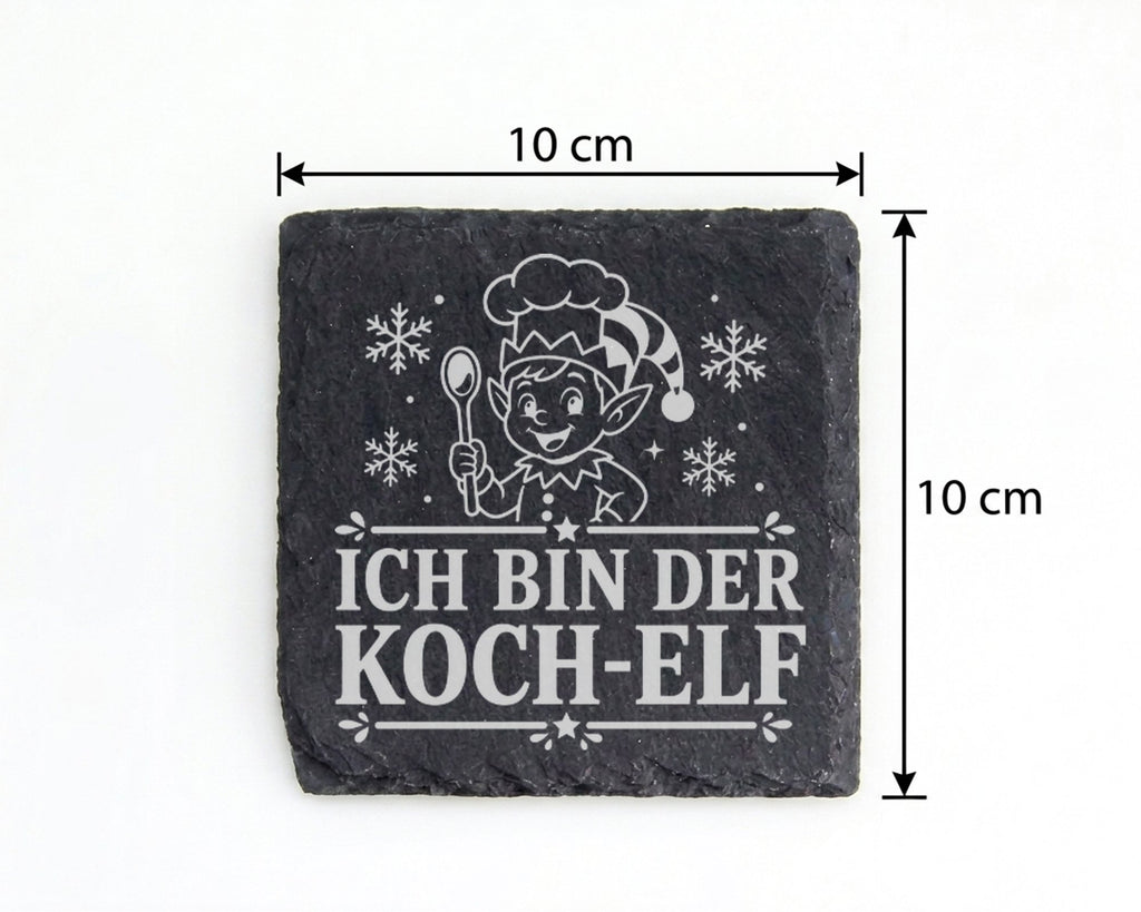 Schiefer Untersetzer Ich bin der Koch-Elf - Lustiges Weihnachten Gesch – Bild 4