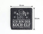 Schiefer Untersetzer Ich bin der Koch-Elf - Lustiges Weihnachten Gesch – Bild 4