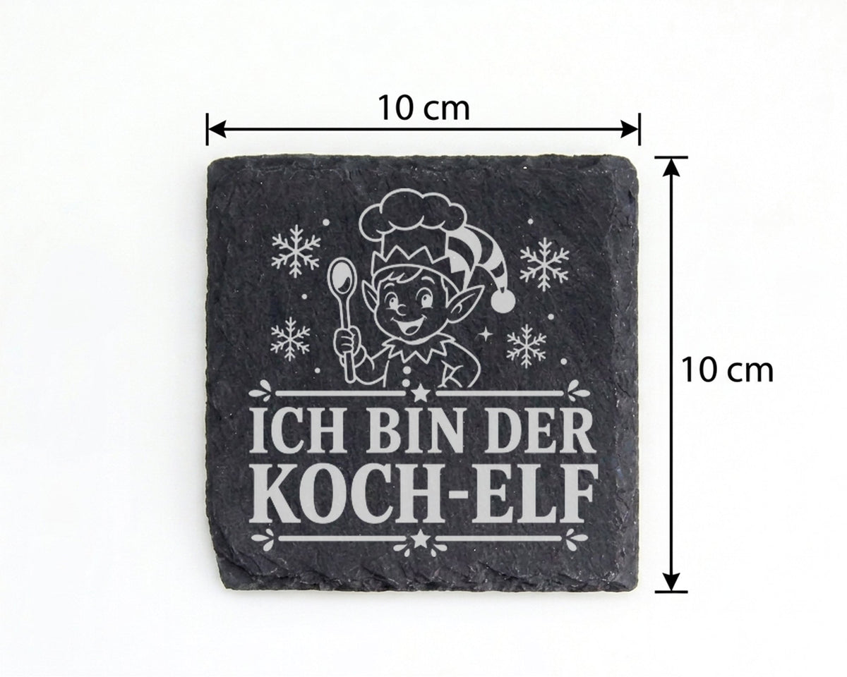 Schiefer Untersetzer Ich bin der Koch-Elf - Lustiges Weihnachten Gesch – Bild 4