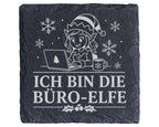Schiefer Untersetzer Ich bin die Büro-Elfe - Lustiges Weihnachten Gesc – Bild 1
