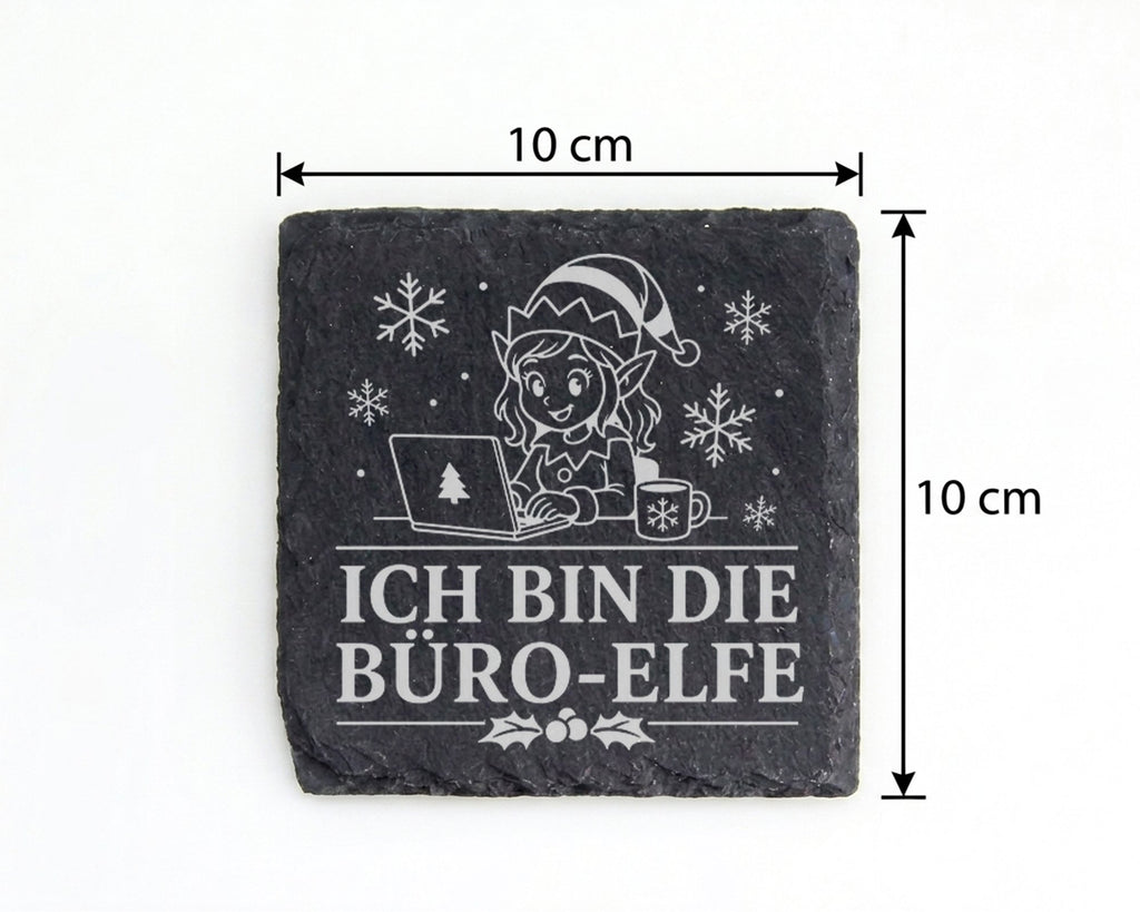 Schiefer Untersetzer Ich bin die Büro-Elfe - Lustiges Weihnachten Gesc – Bild 4