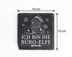 Schiefer Untersetzer Ich bin die Büro-Elfe - Lustiges Weihnachten Gesc – Bild 4