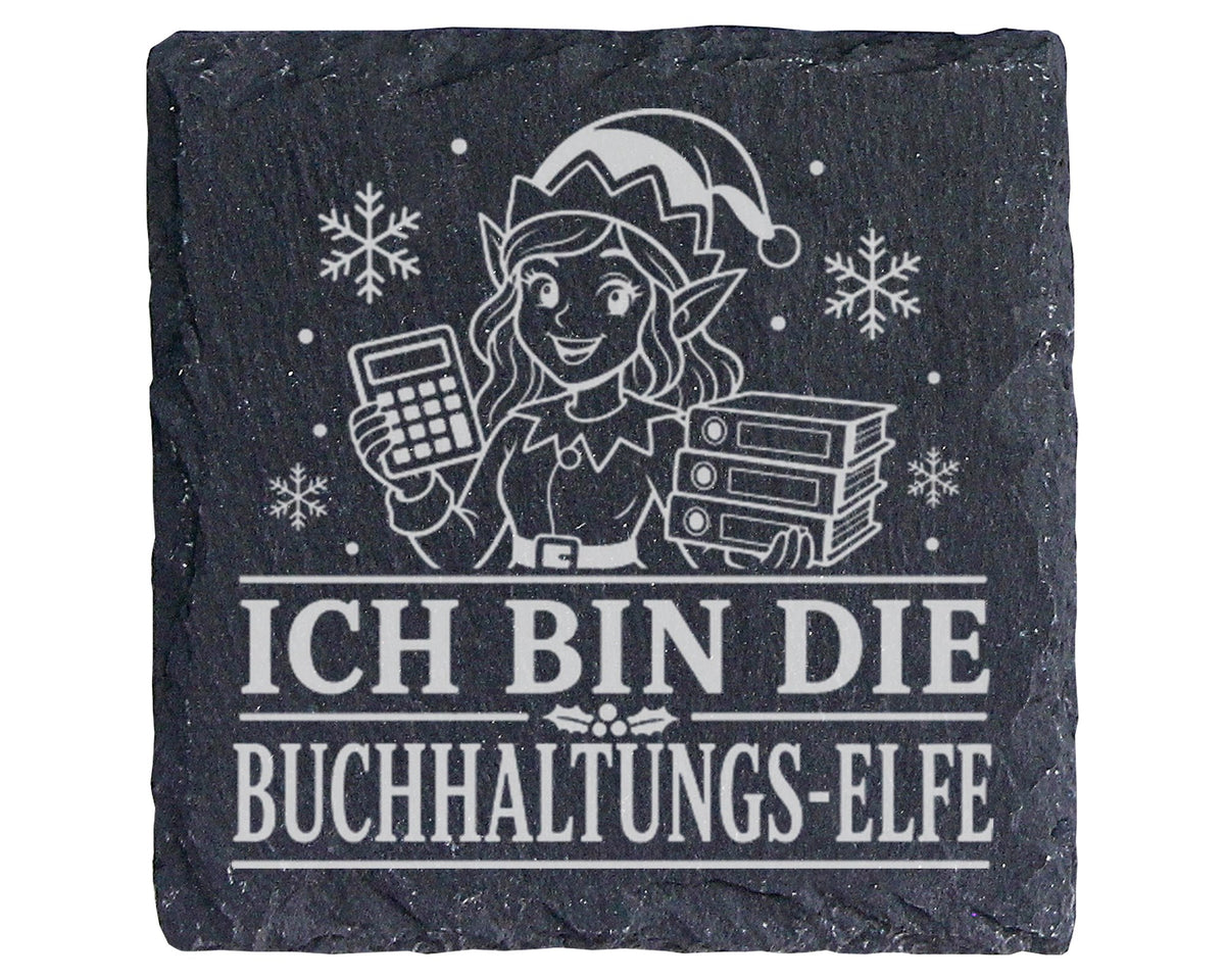 Schiefer Untersetzer Ich bin die Buchhaltungs-Elfe - Lustiges Weihnach – Bild 1