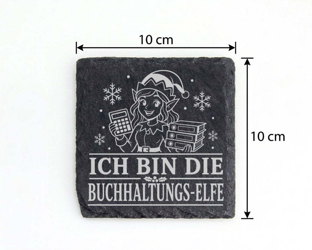 Schiefer Untersetzer Ich bin die Buchhaltungs-Elfe - Lustiges Weihnach – Bild 4