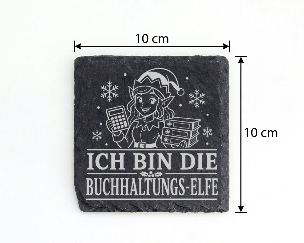 Schiefer Untersetzer Ich bin die Buchhaltungs-Elfe - Lustiges Weihnach – Bild 4