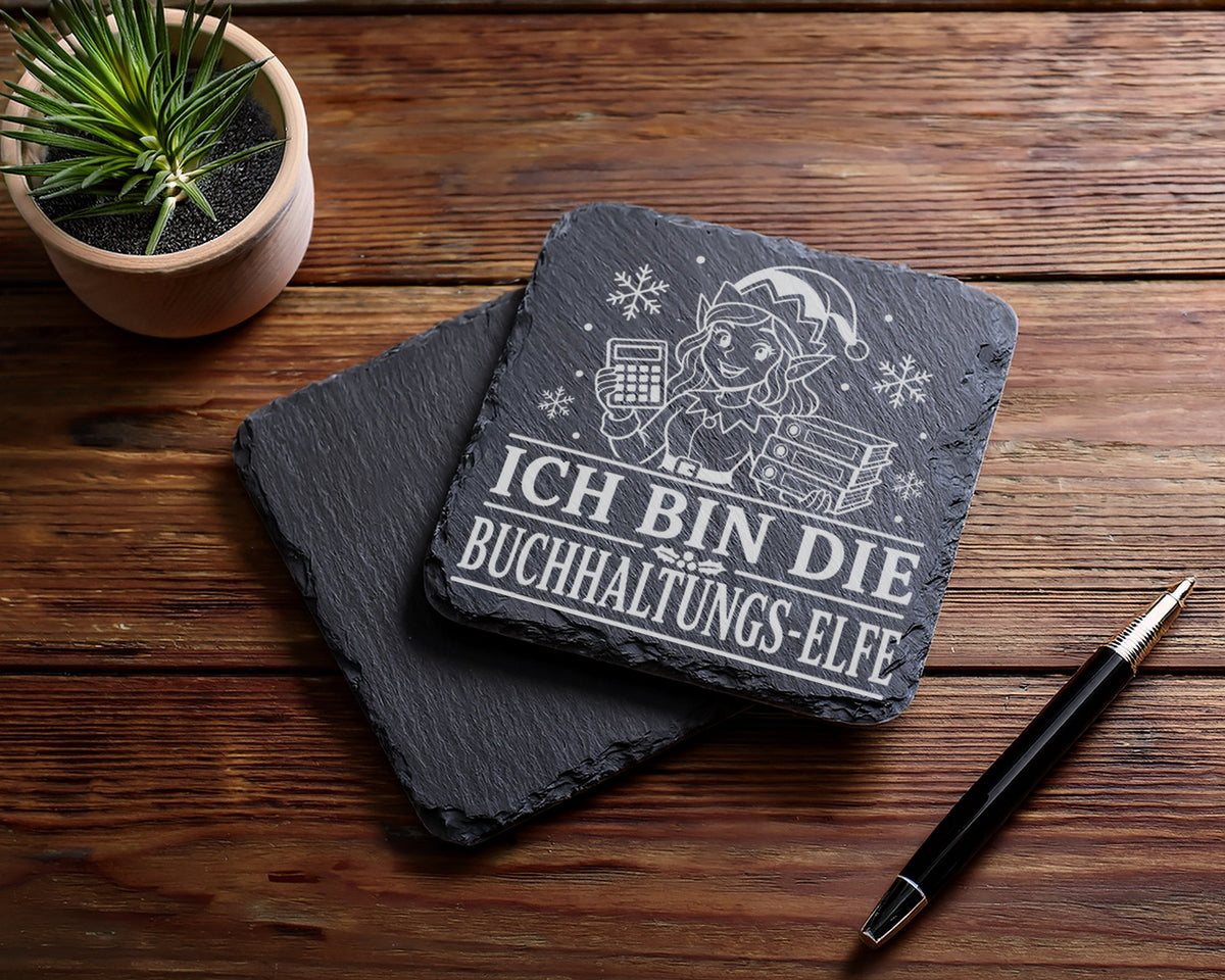 Schiefer Untersetzer Ich bin die Buchhaltungs-Elfe - Lustiges Weihnach – Bild 5