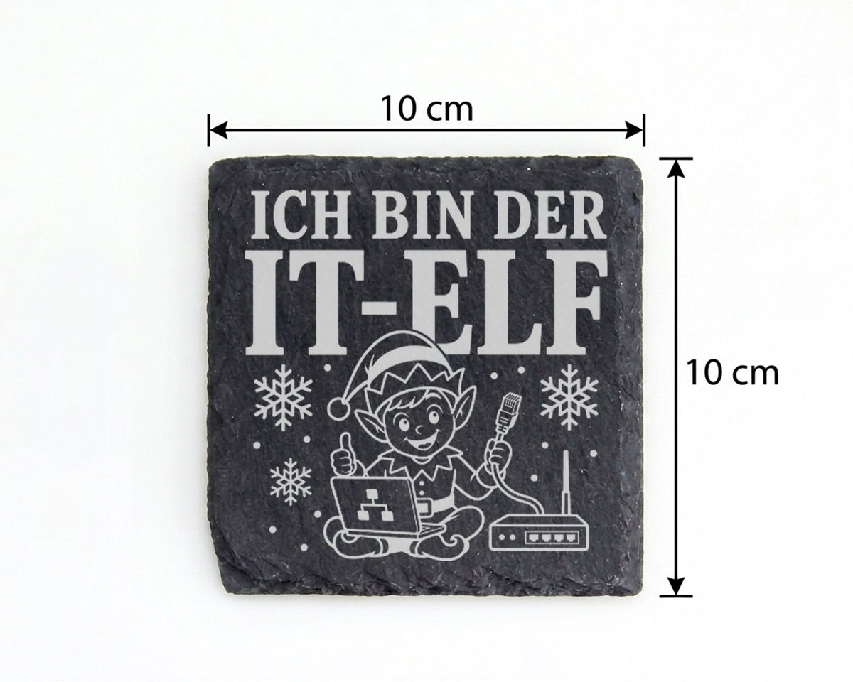 Schiefer Untersetzer Ich bin der IT-Elf - Lustiges Weihnachten Geschen – Bild 4