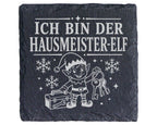 Schiefer Untersetzer Ich bin der Hausmeister-Elf - Lustiges Weihnachte – Bild 1