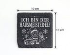 Schiefer Untersetzer Ich bin der Hausmeister-Elf - Lustiges Weihnachte – Bild 4