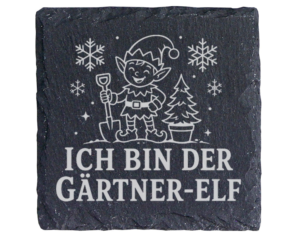 Schiefer Untersetzer Ich bin der Gärtner-Elf - Lustiges Weihnachten Ge – Bild 1