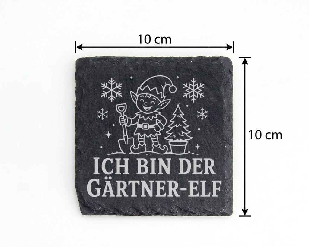 Schiefer Untersetzer Ich bin der Gärtner-Elf - Lustiges Weihnachten Ge – Bild 4